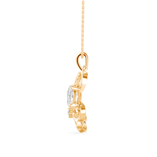 1.17Ct Flutter Designe Prong Lab-Grown Diamond Gold Pendant Necklace