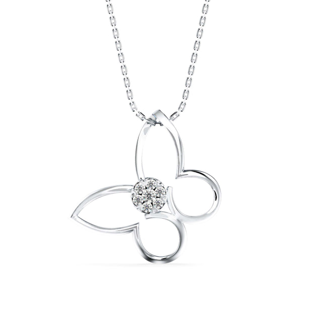 0.08Ct Butterfly Cluster Lab-Grown Diamond Gold Pendant Necklace