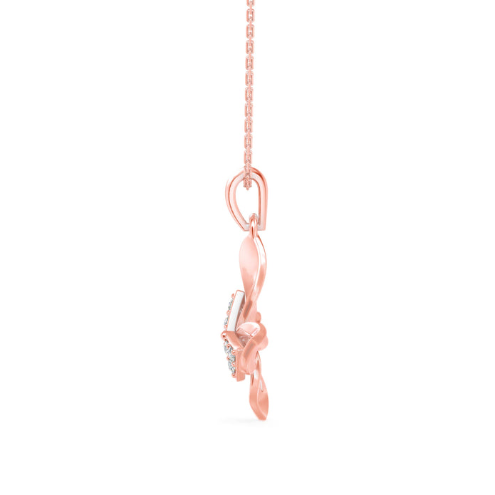 0.09Ct Bow Butterfly Prong Lab-Grown Diamond Gold Pendant Necklace