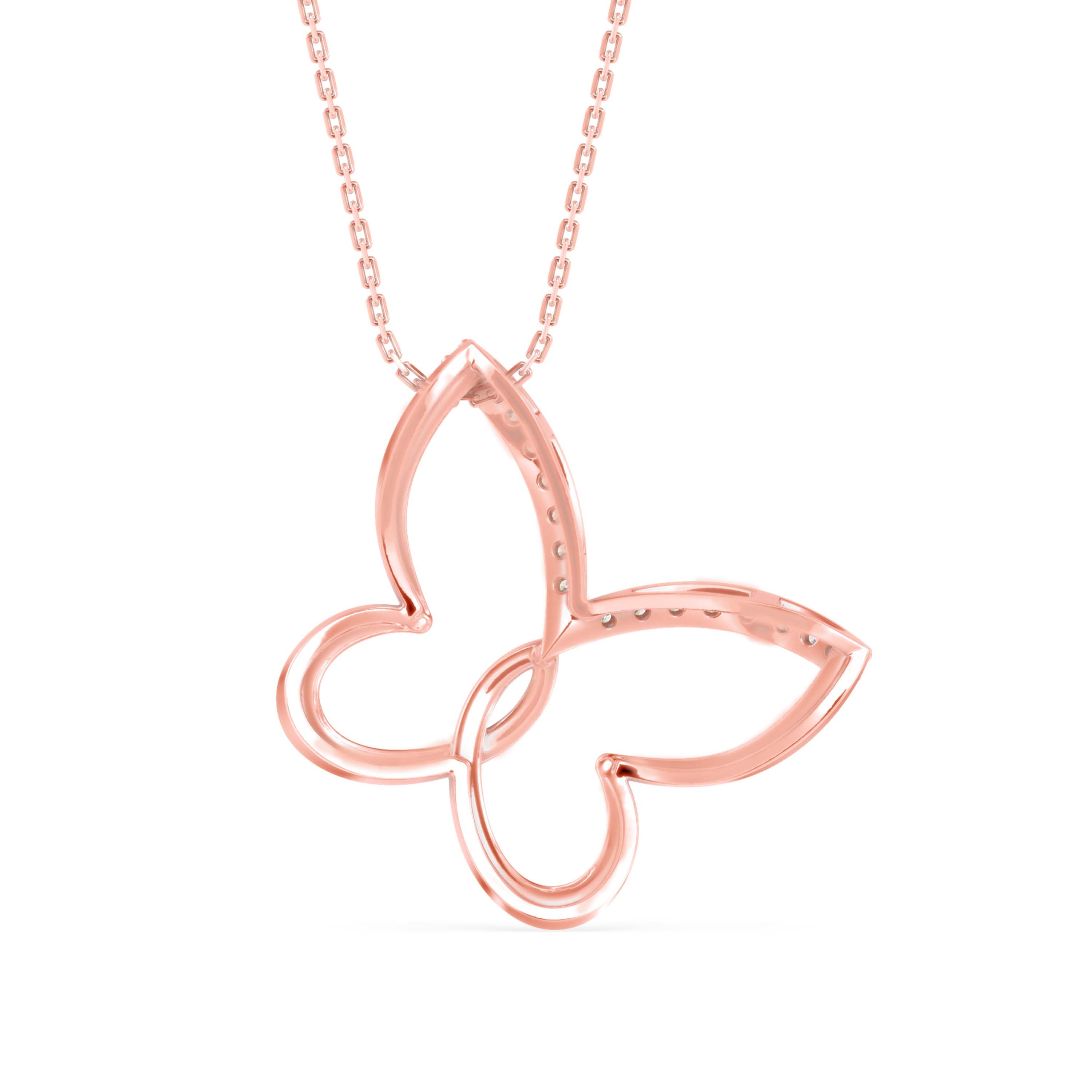 0.18Ct Butterfly Pave Lab-Grown Diamond Gold Pendant Necklace
