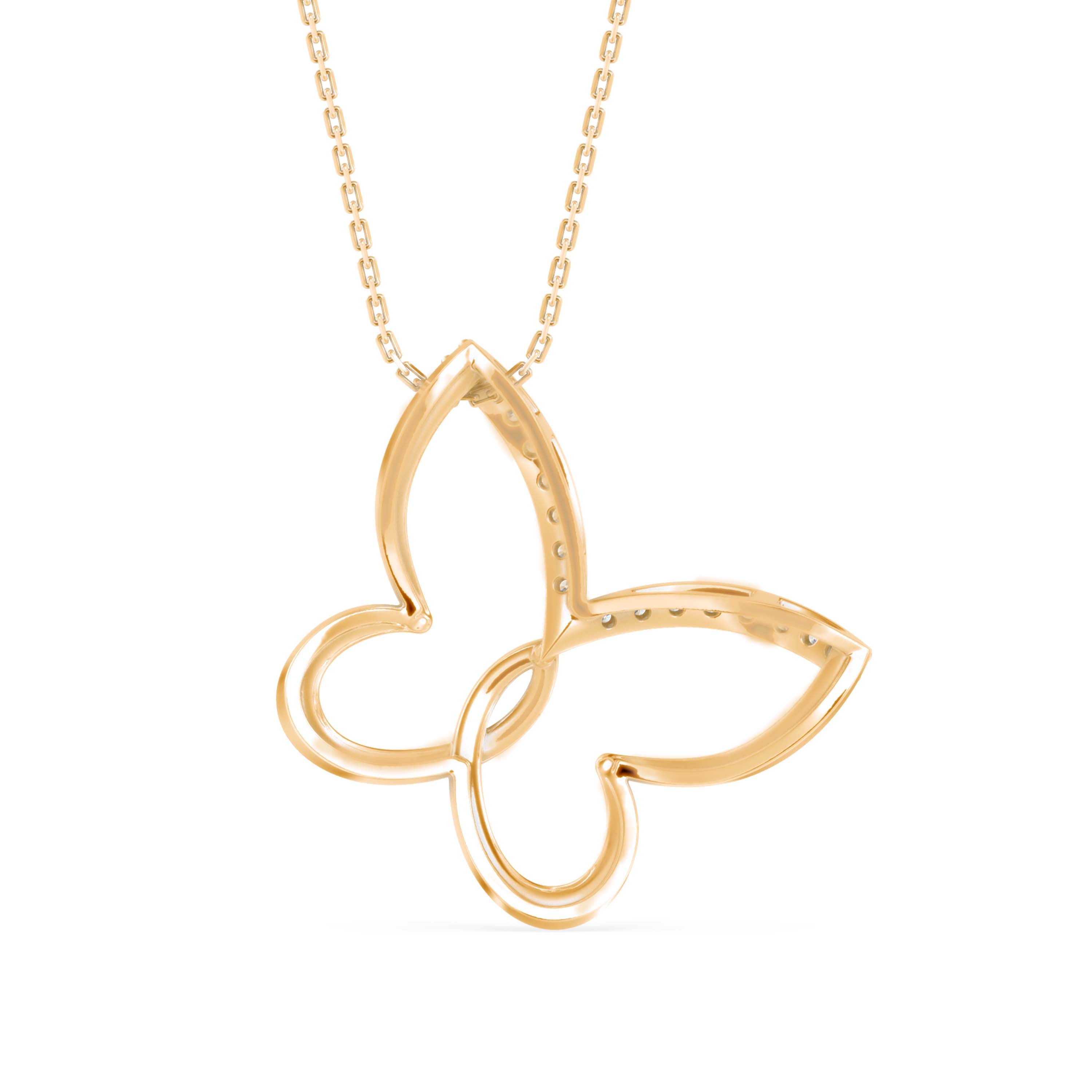 0.18Ct Butterfly Pave Lab-Grown Diamond Gold Pendant Necklace