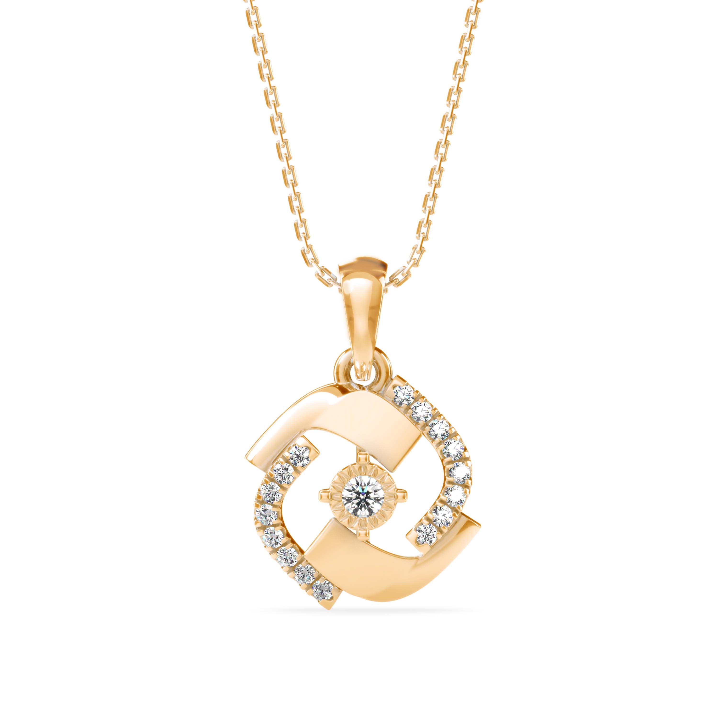 0.19Ct Minimal Luxury Designe Lab-Grown Diamond Gold Pendant Necklace