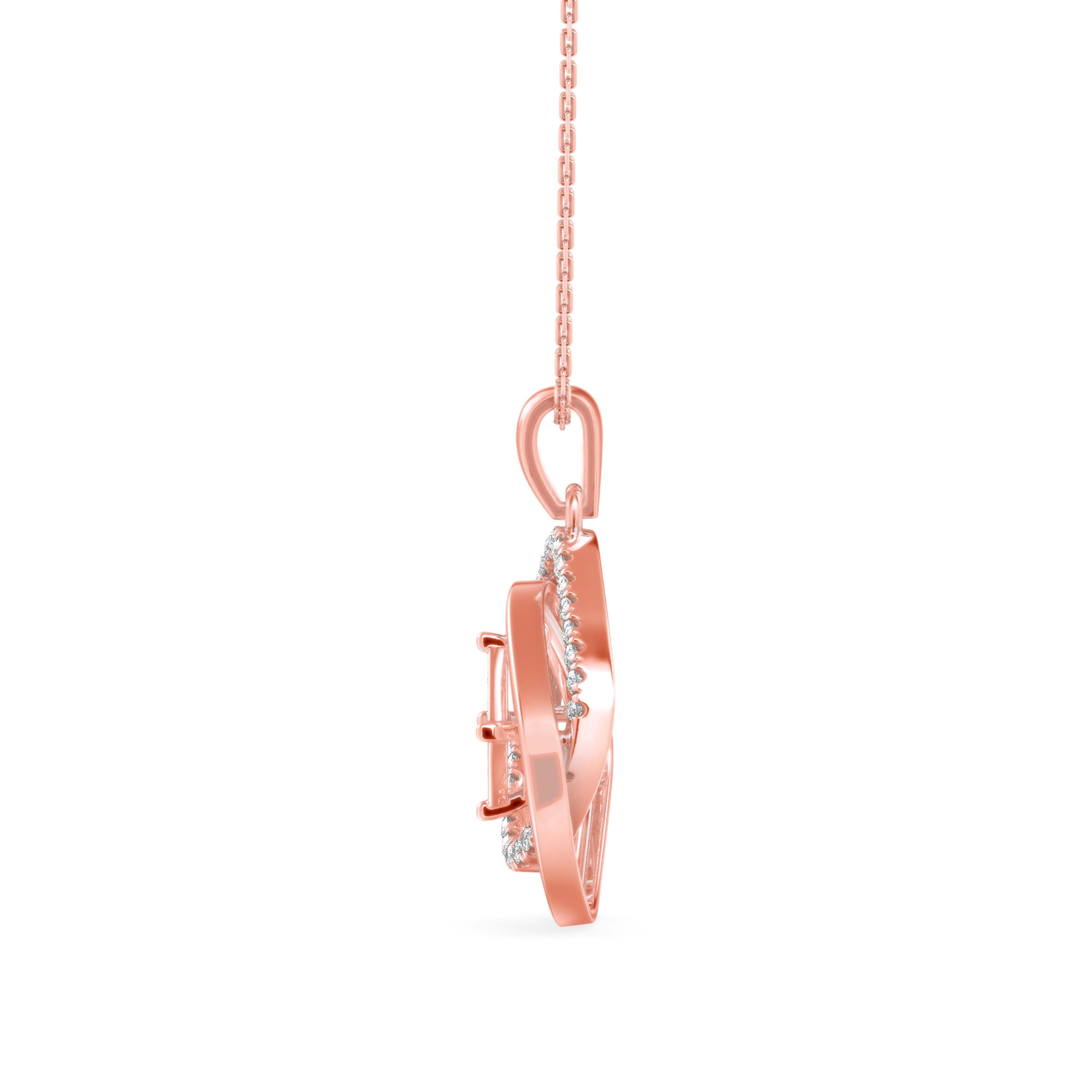 0.34Ct Double Square Halo Design Lab-Grown Diamond Gold Pendant Necklace
