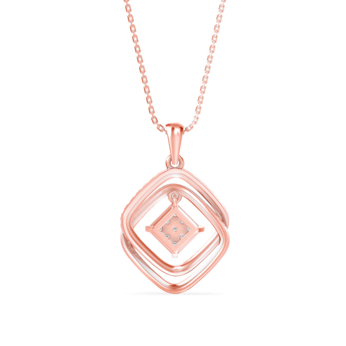 0.34Ct Double Square Halo Design Lab-Grown Diamond Gold Pendant Necklace