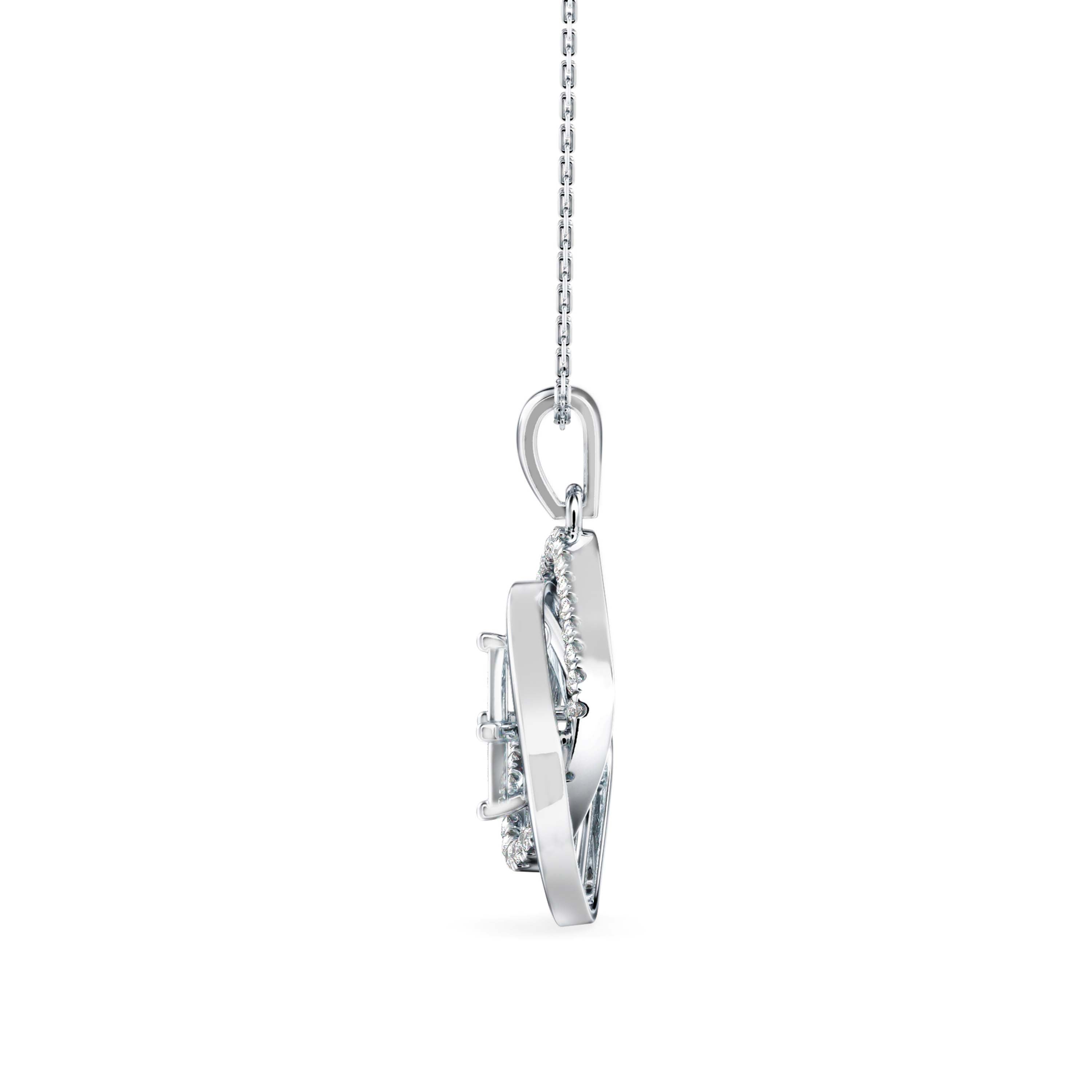 0.34Ct Double Square Halo Design Lab-Grown Diamond Gold Pendant Necklace