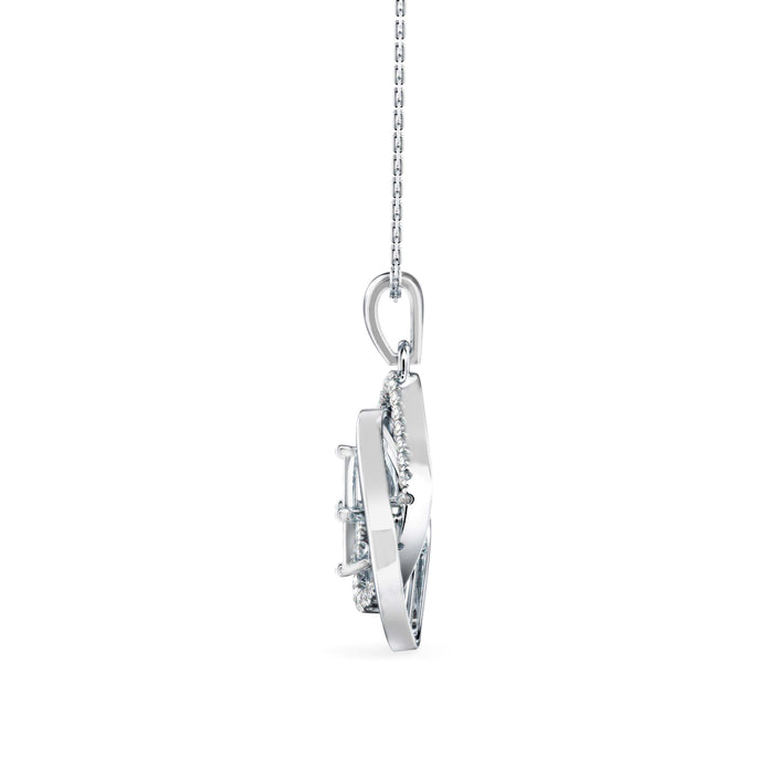 0.34Ct Double Square Halo Design Lab-Grown Diamond Gold Pendant Necklace