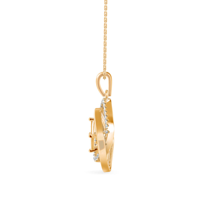 0.34Ct Double Square Halo Design Lab-Grown Diamond Gold Pendant Necklace