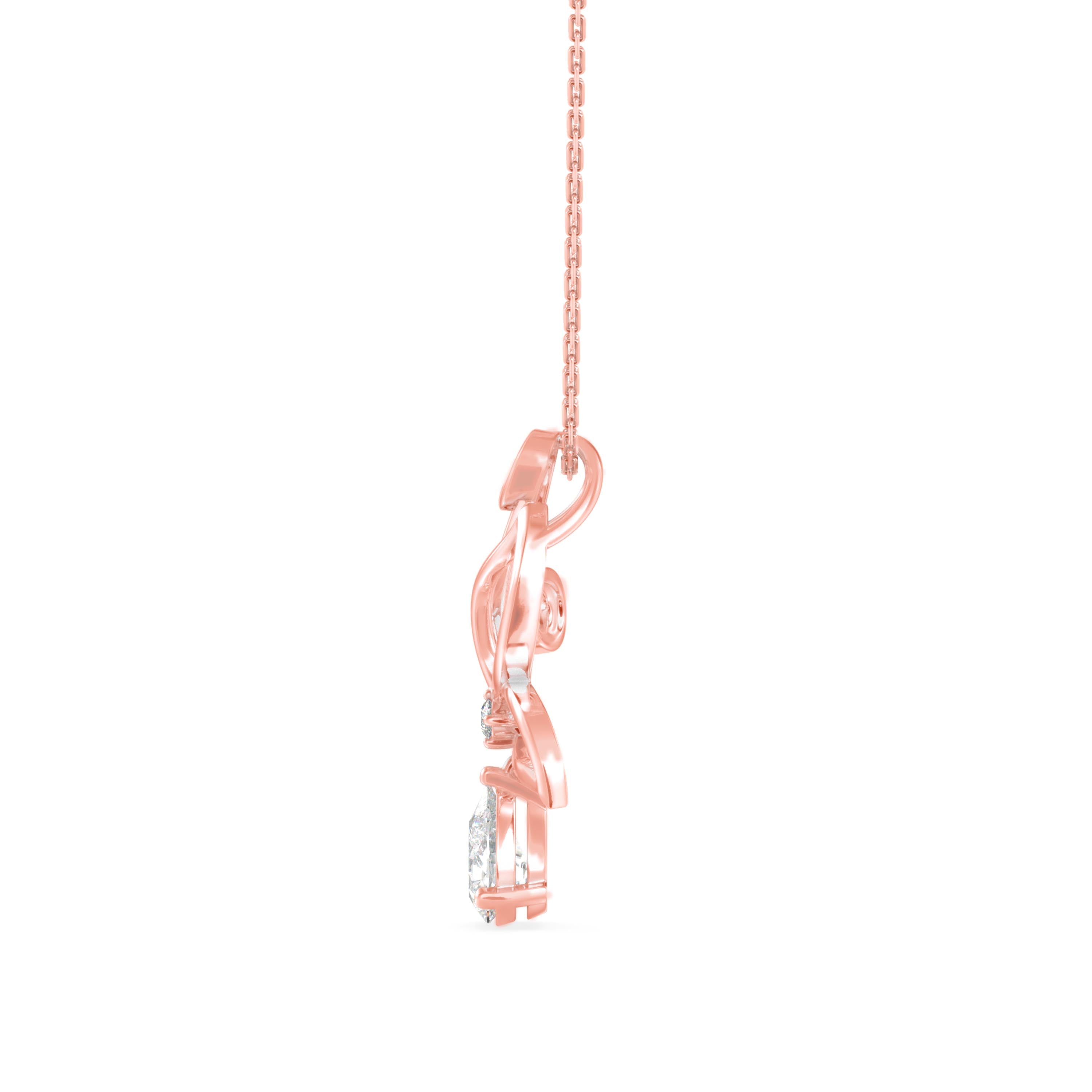 0.68Ct Butterfly Teardrop Lab-Grown Diamond Gold Pendant Necklace