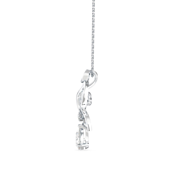 0.68Ct Butterfly Teardrop Lab-Grown Diamond Gold Pendant Necklace