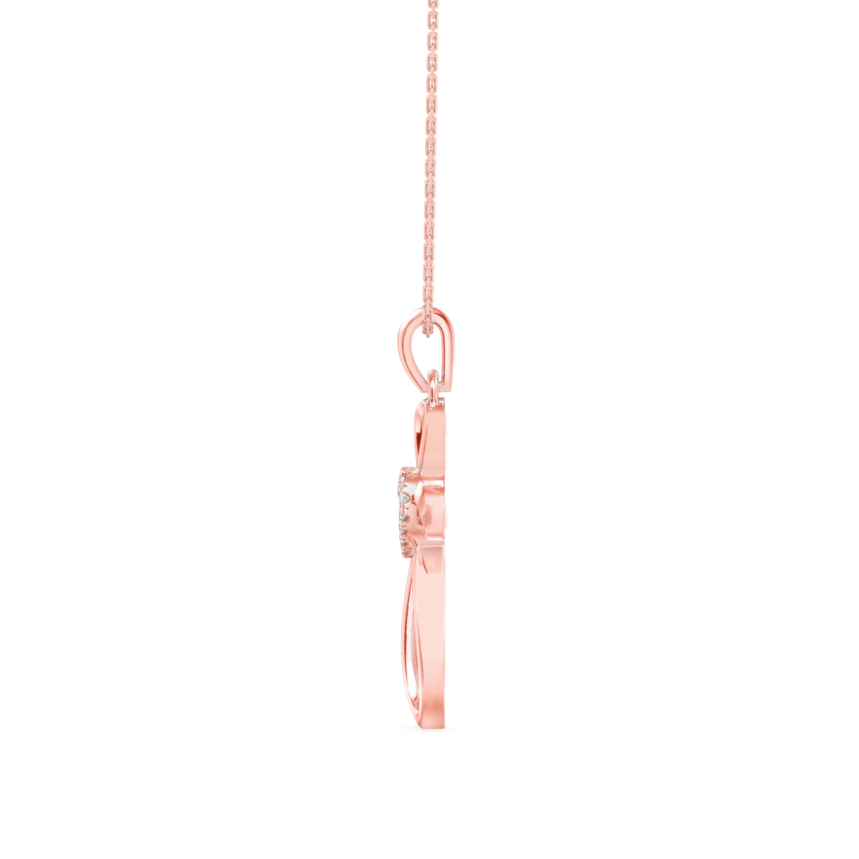 0.07Ct Cross Style Pave Lab-Grown Diamond Gold Pendant Necklace