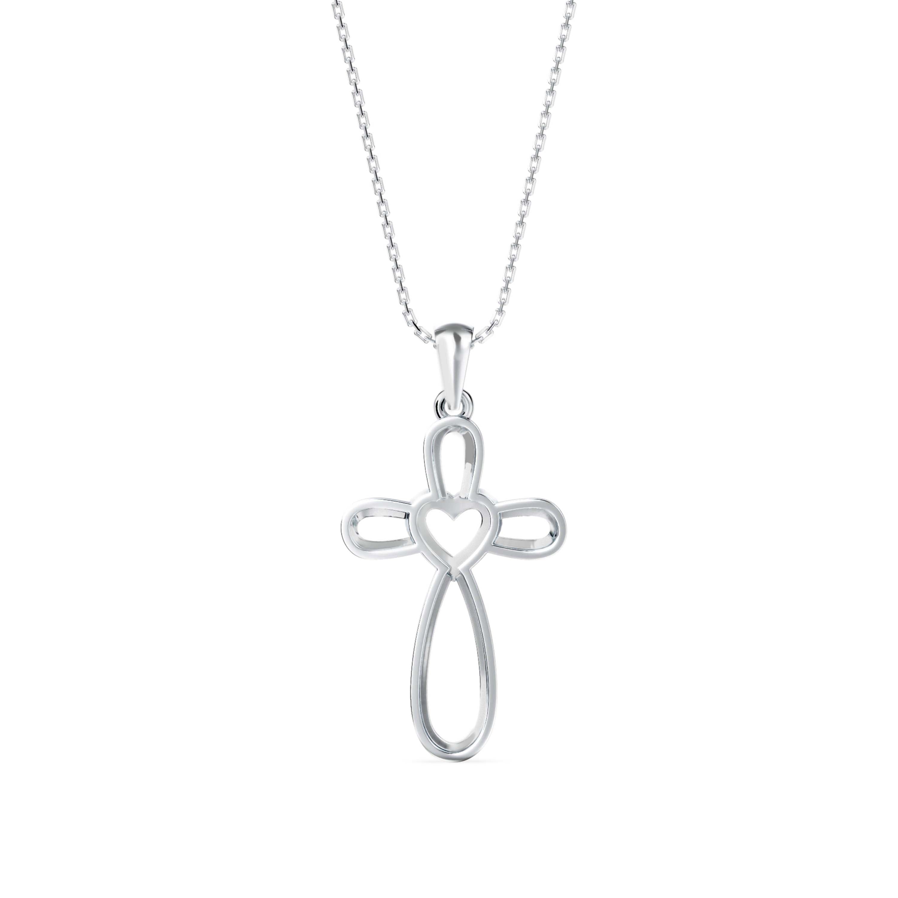 0.07Ct Cross Style Pave Lab-Grown Diamond Gold Pendant Necklace