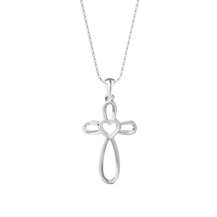 0.07Ct Cross Style Pave Lab-Grown Diamond Gold Pendant Necklace