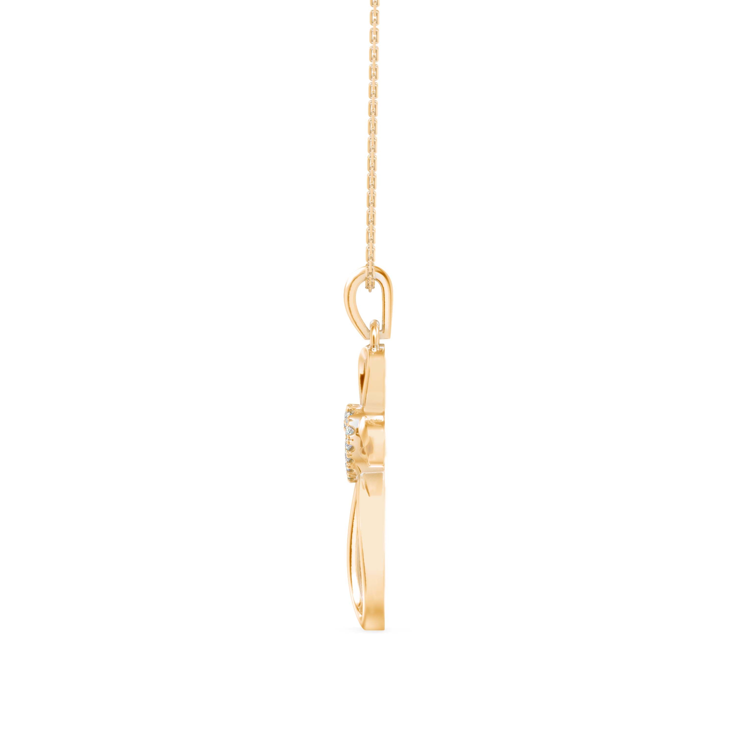 0.07Ct Cross Style Pave Lab-Grown Diamond Gold Pendant Necklace