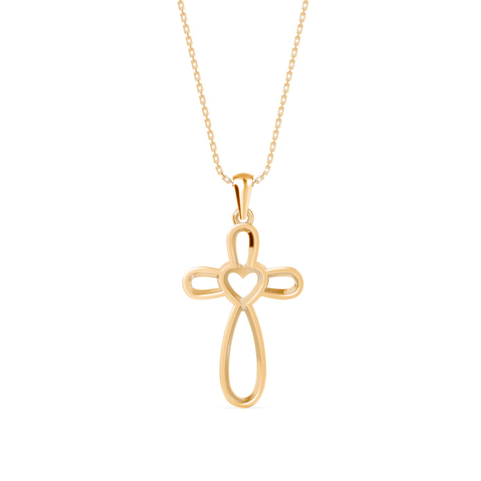 0.07Ct Cross Style Pave Lab-Grown Diamond Gold Pendant Necklace