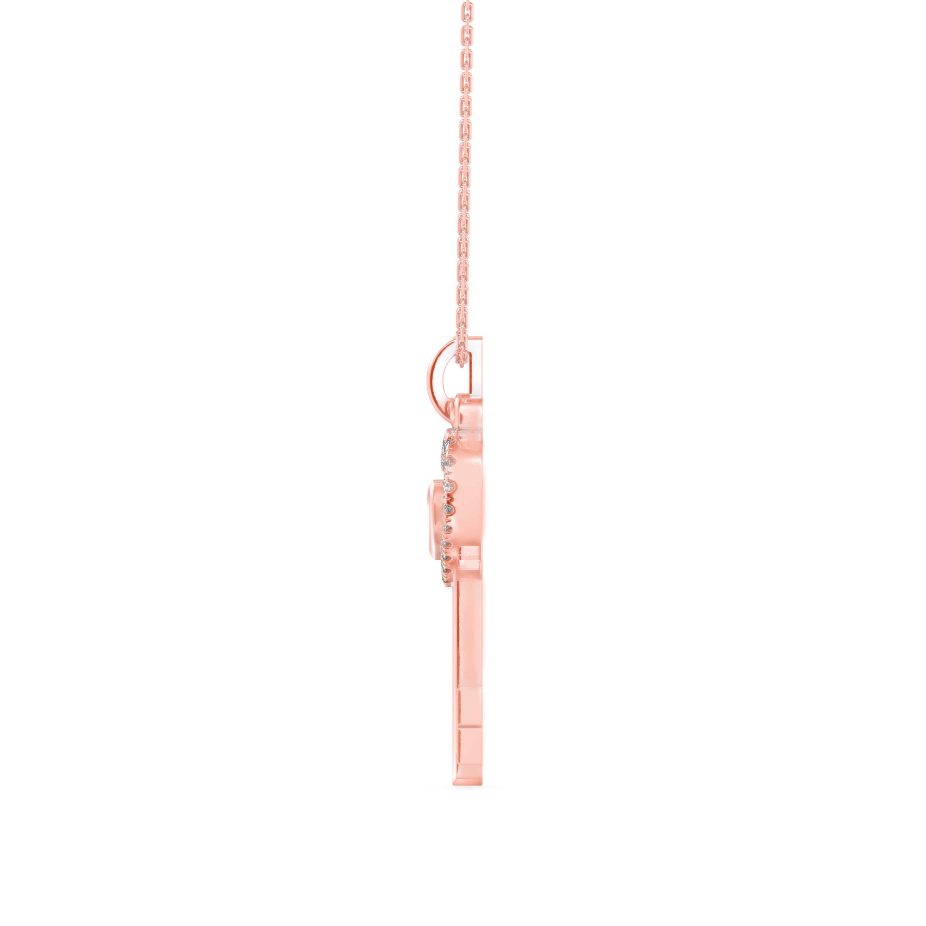 0.12Ct key Shape Pave Lab-Grown Diamond Gold Pendant Necklace