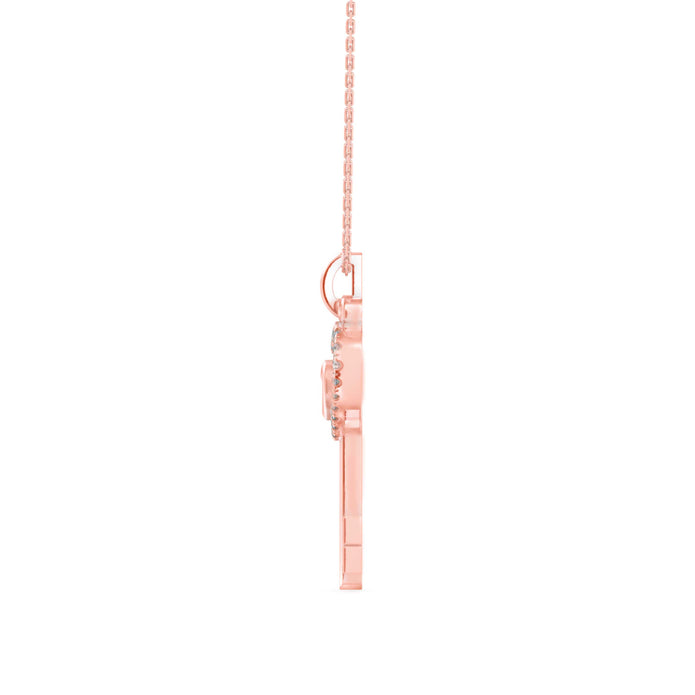0.12Ct key Shape Pave Lab-Grown Diamond Gold Pendant Necklace