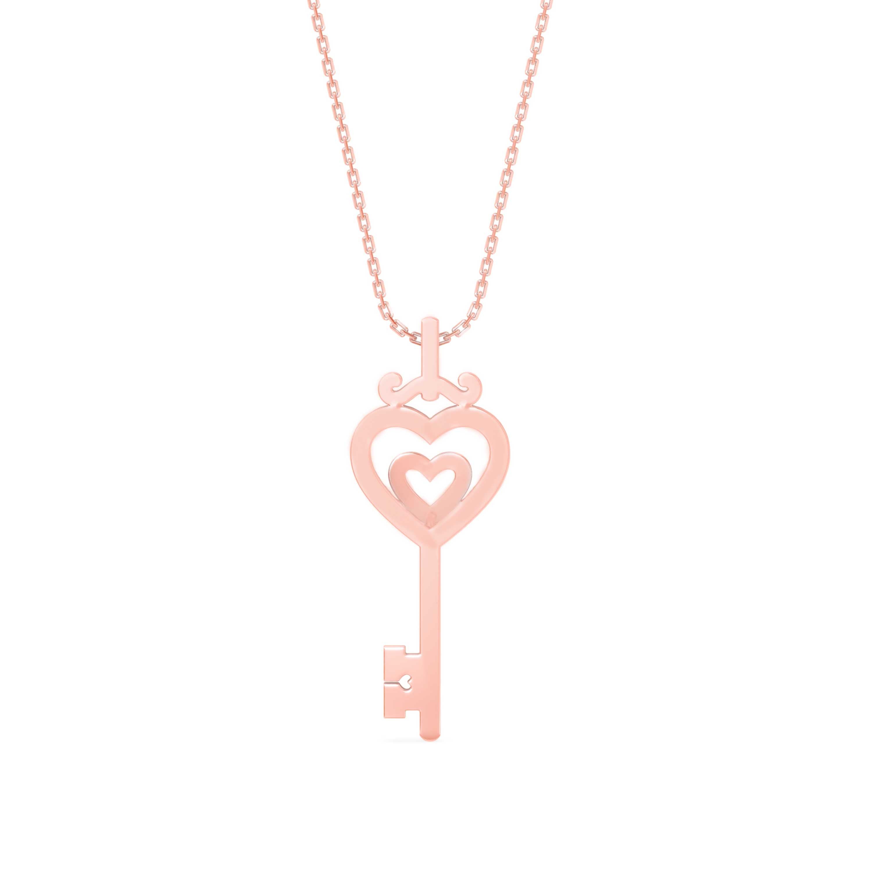 0.12Ct key Shape Pave Lab-Grown Diamond Gold Pendant Necklace