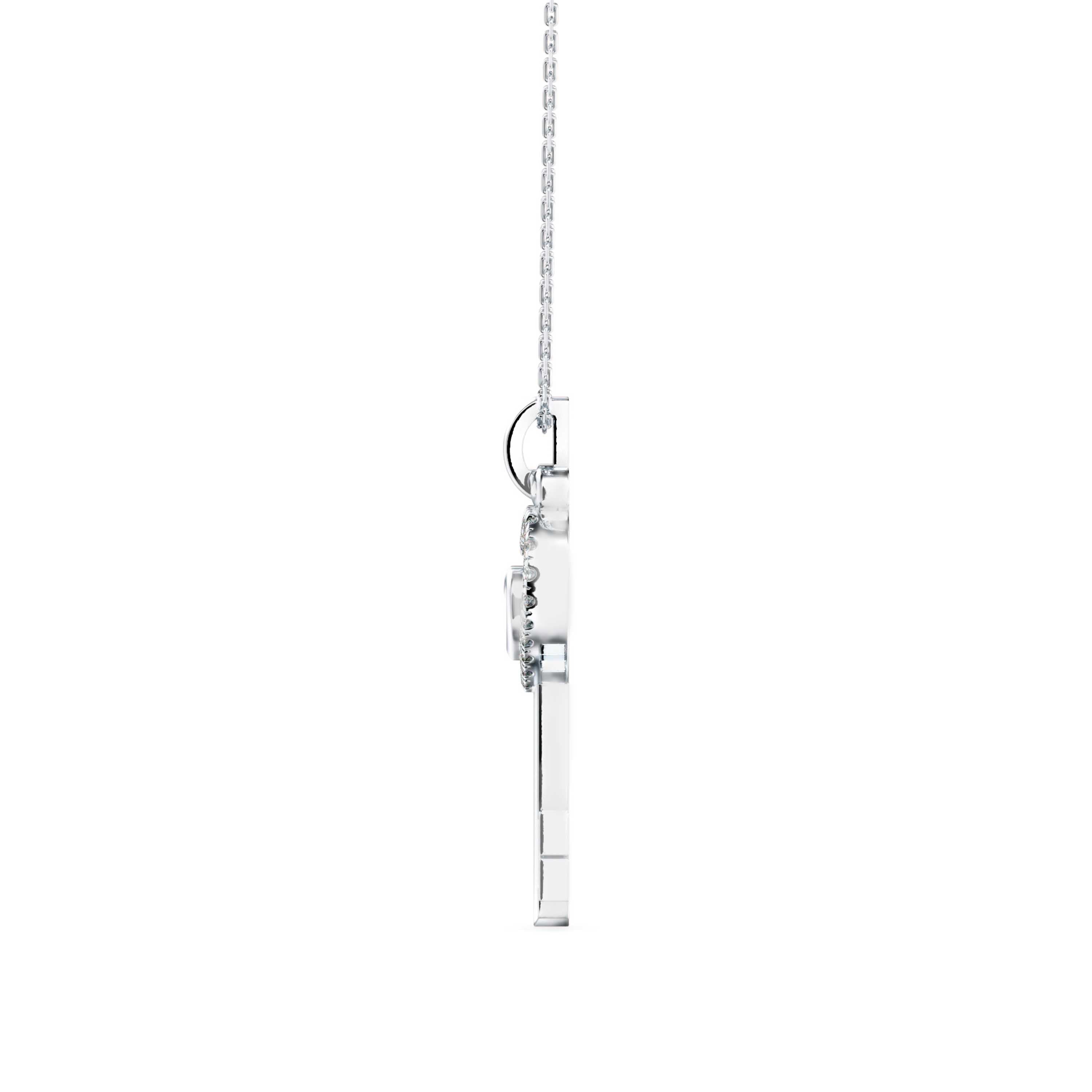 0.12Ct key Shape Pave Lab-Grown Diamond Gold Pendant Necklace