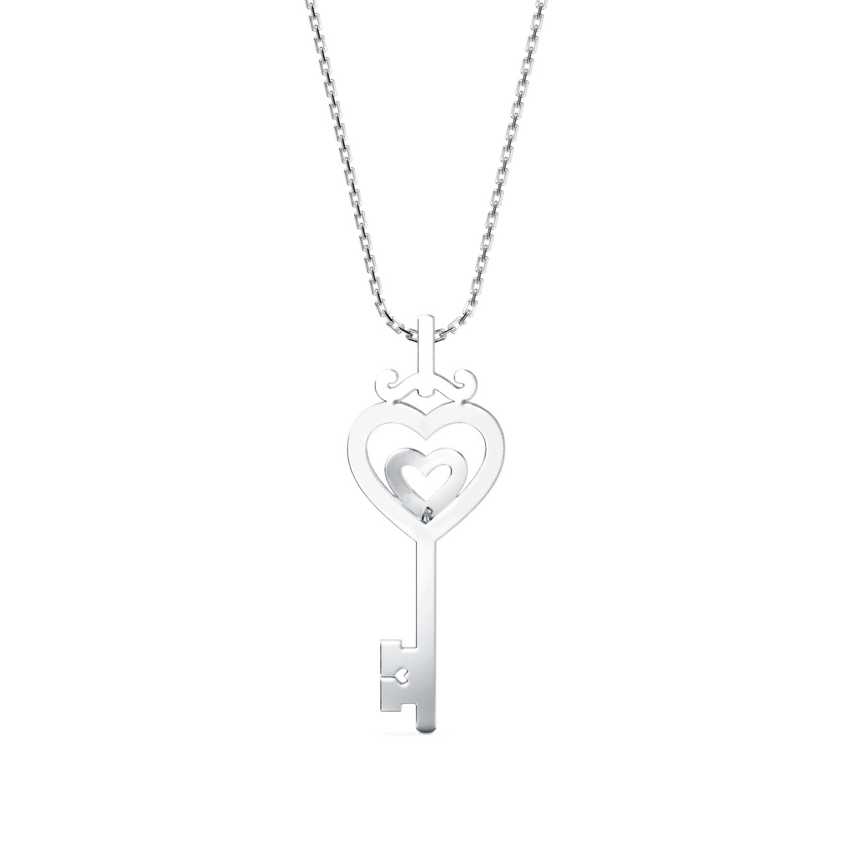 0.12Ct key Shape Pave Lab-Grown Diamond Gold Pendant Necklace
