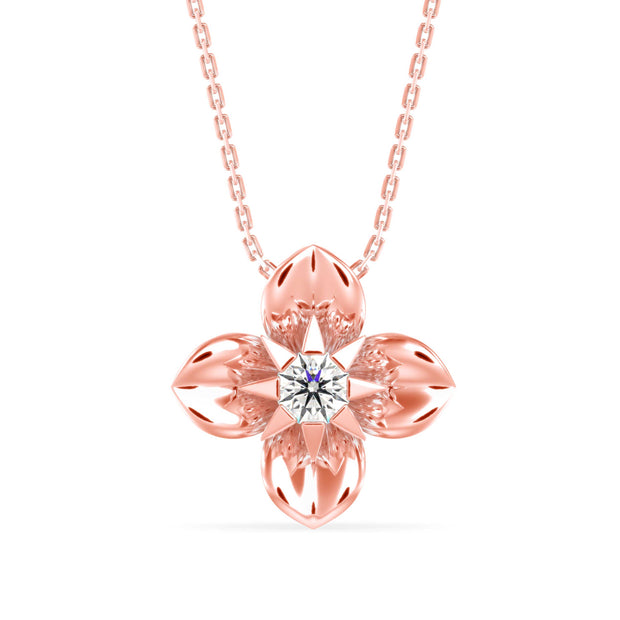 0.24Ct Flower Shape Bezel Lab-Grown Diamond Gold Pendant Necklace