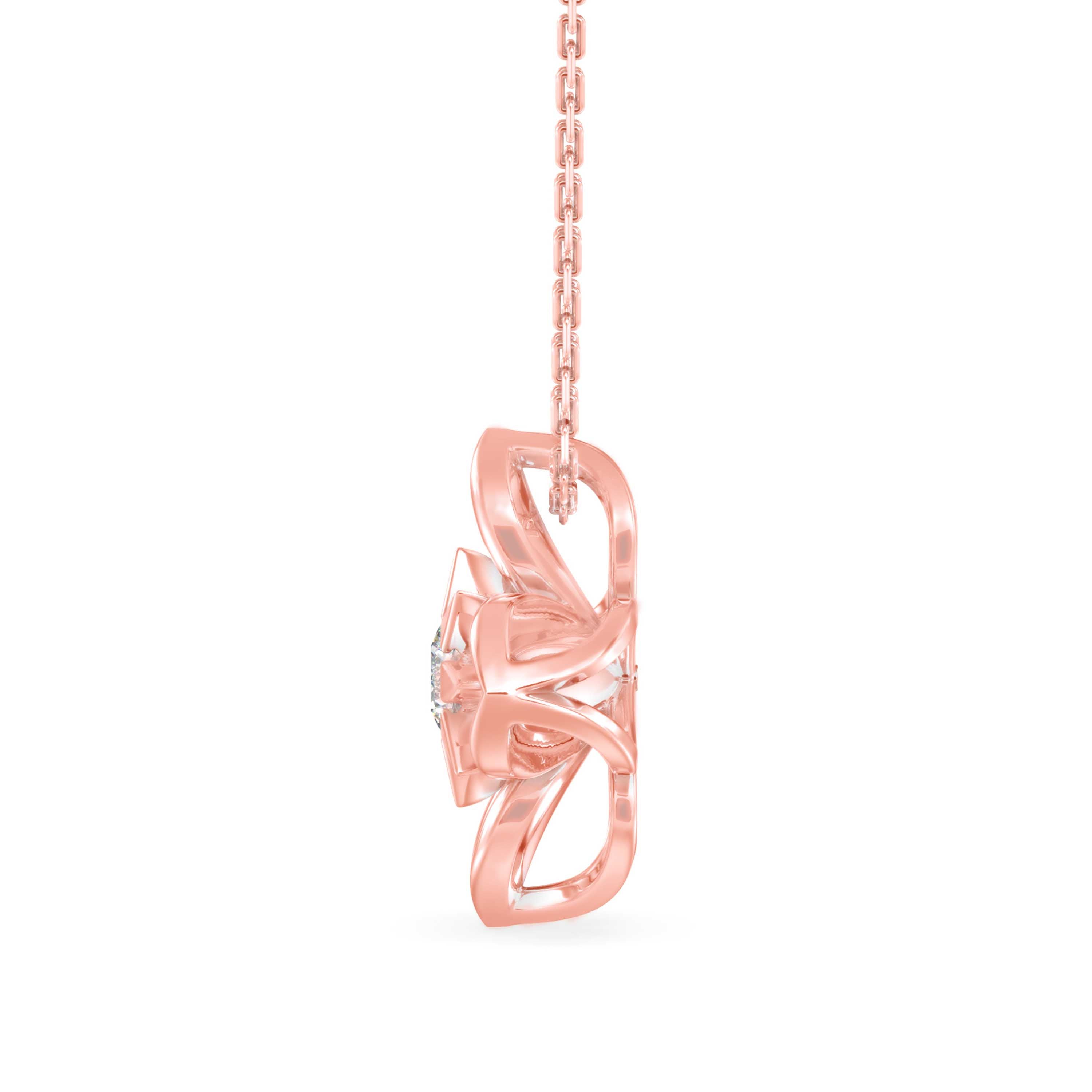 0.24Ct Flower Shape Bezel Lab-Grown Diamond Gold Pendant Necklace