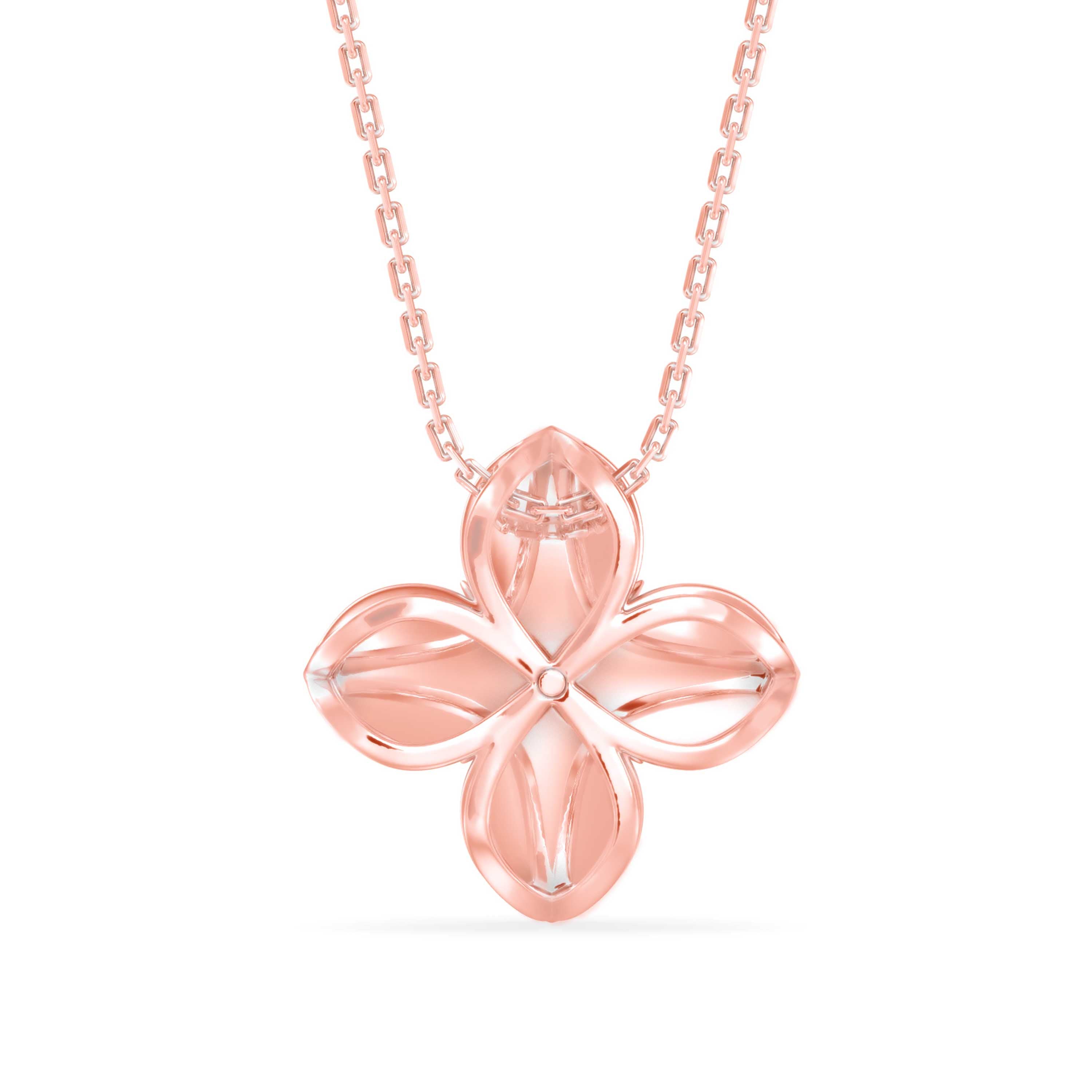0.24Ct Flower Shape Bezel Lab-Grown Diamond Gold Pendant Necklace