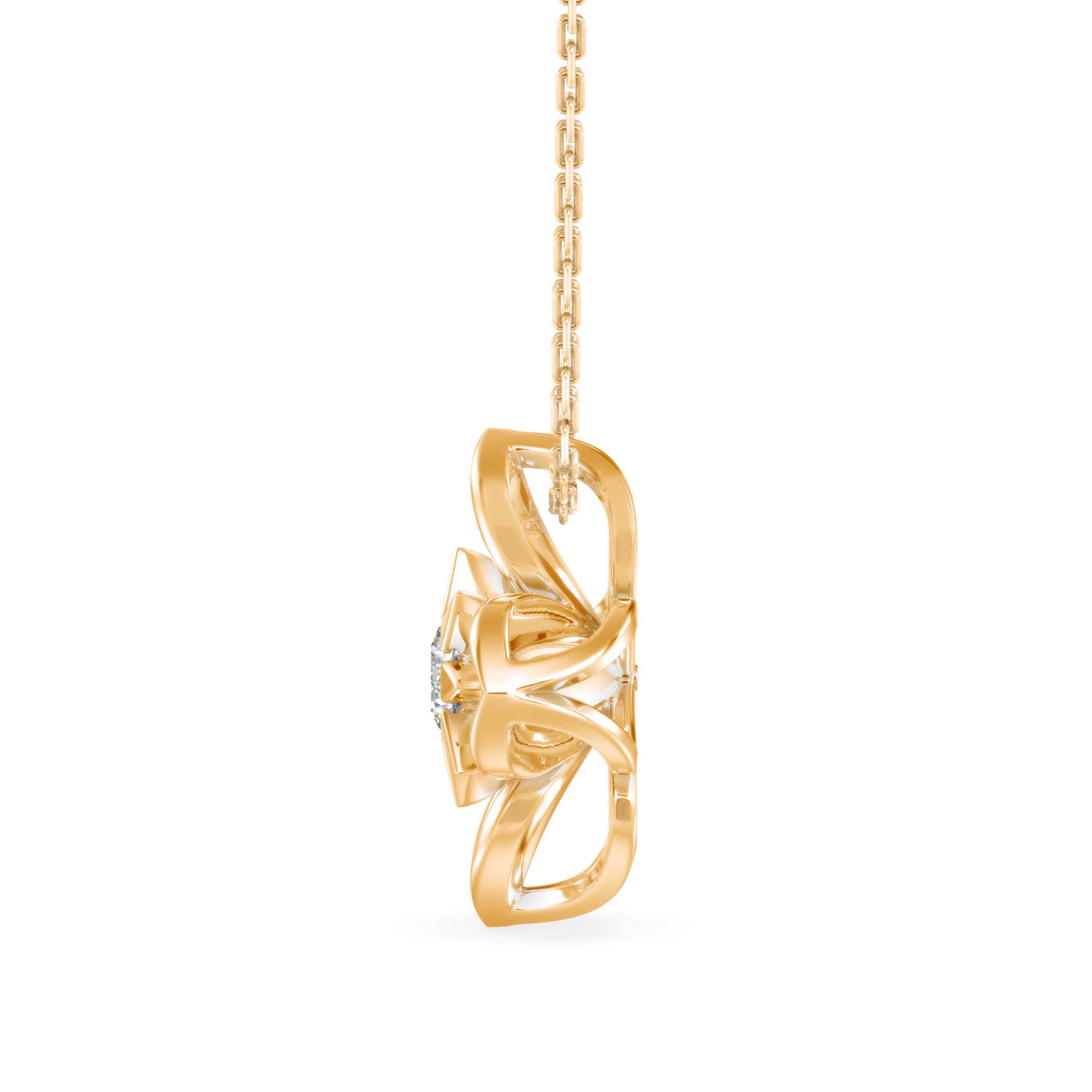 0.24Ct Flower Shape Bezel Lab-Grown Diamond Gold Pendant Necklace