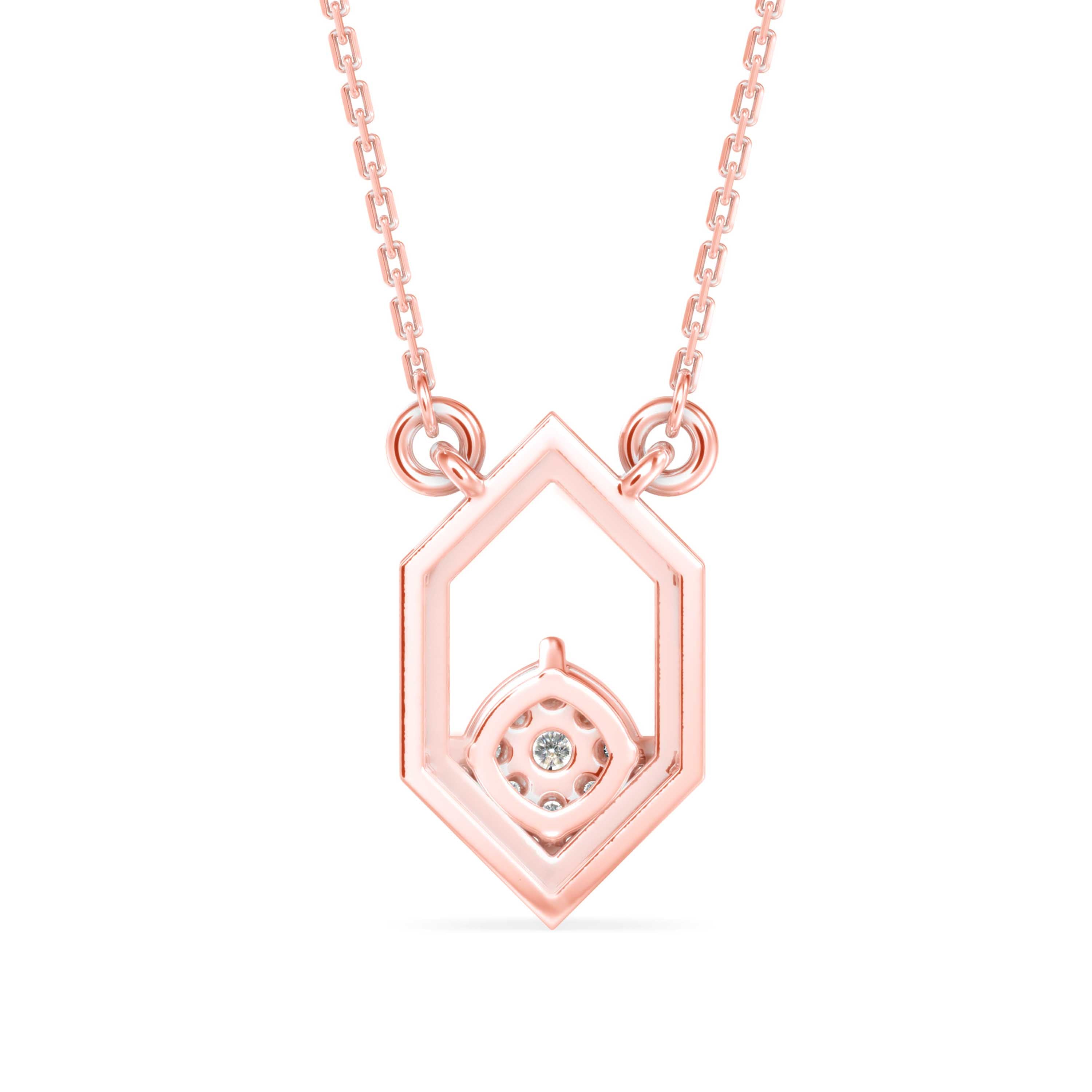 0.13Ct Hexagon Shape Cluster Lab-Grown Diamond Gold Pendant Necklace