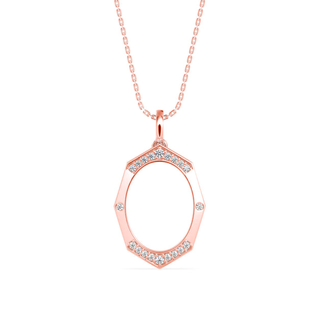 0.14Ct Octagon Style Pave Lab-Grown Diamond Gold Pendant Necklace