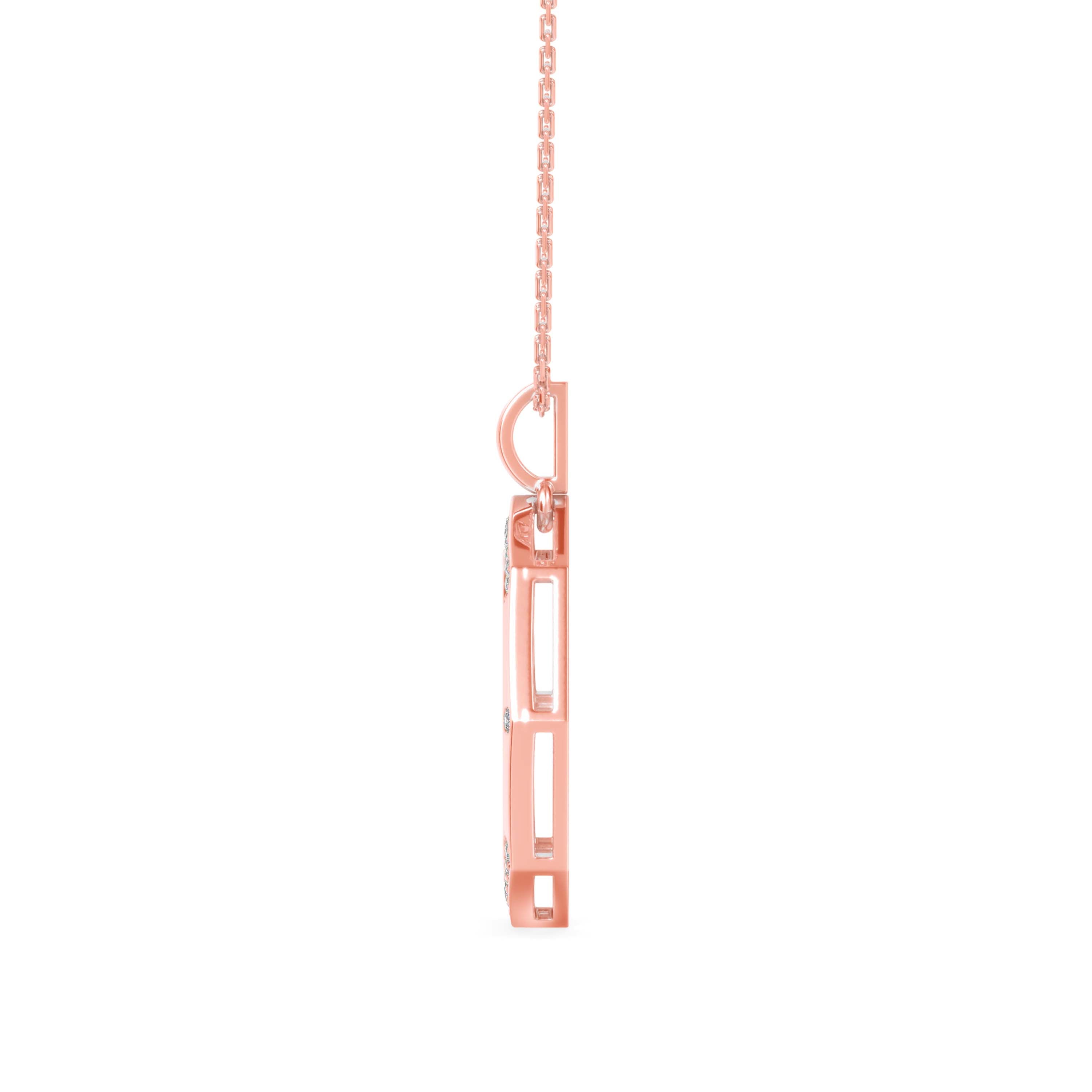 0.14Ct Octagon Style Pave Lab-Grown Diamond Gold Pendant Necklace