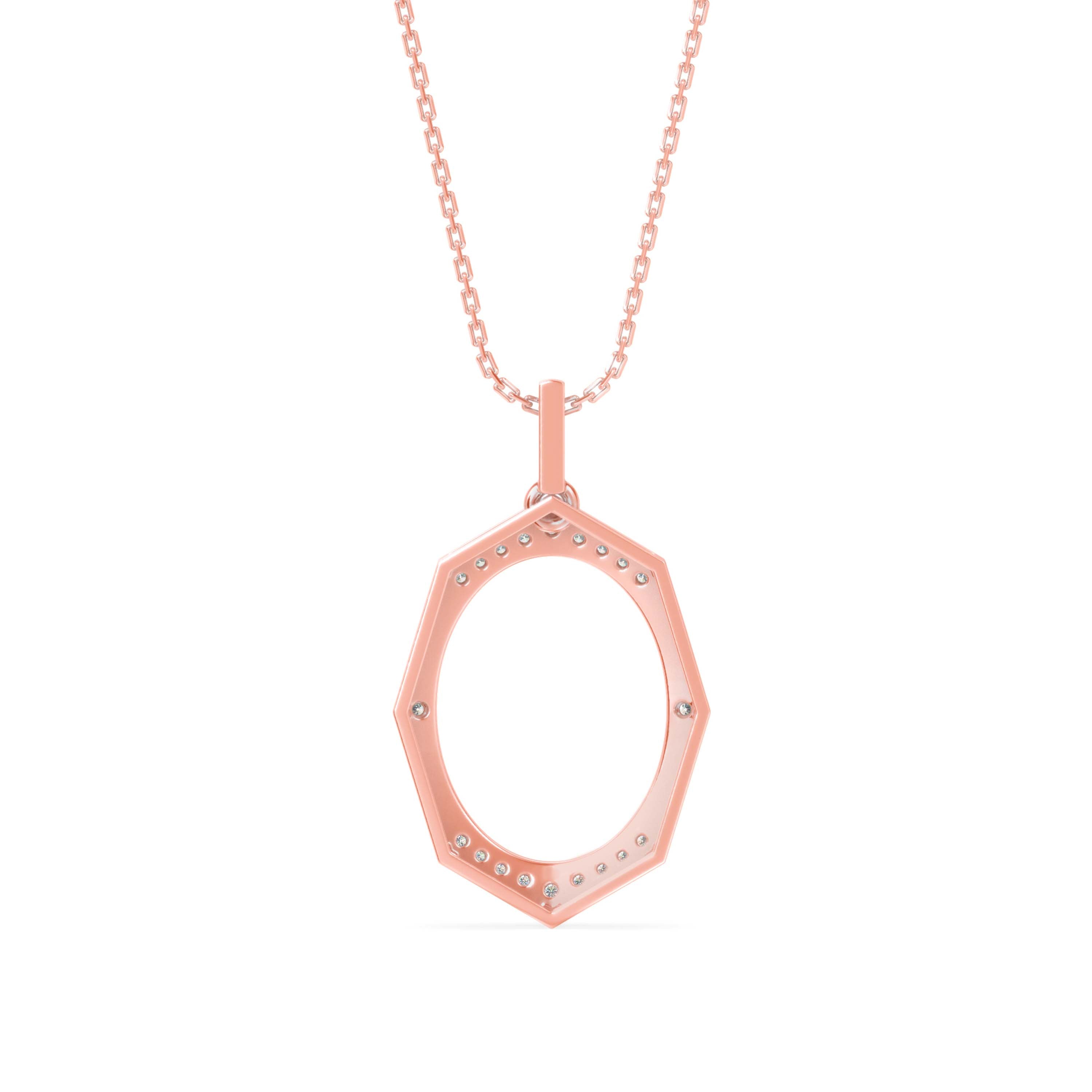 0.14Ct Octagon Style Pave Lab-Grown Diamond Gold Pendant Necklace