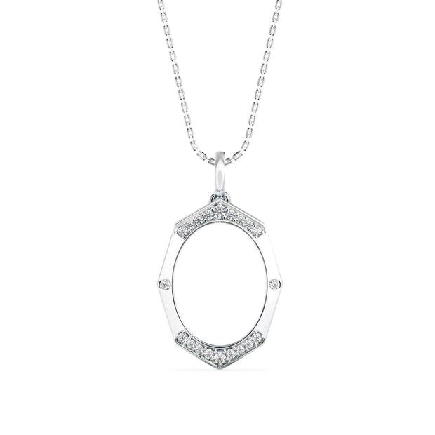 0.14Ct Octagon Style Pave Lab-Grown Diamond Gold Pendant Necklace
