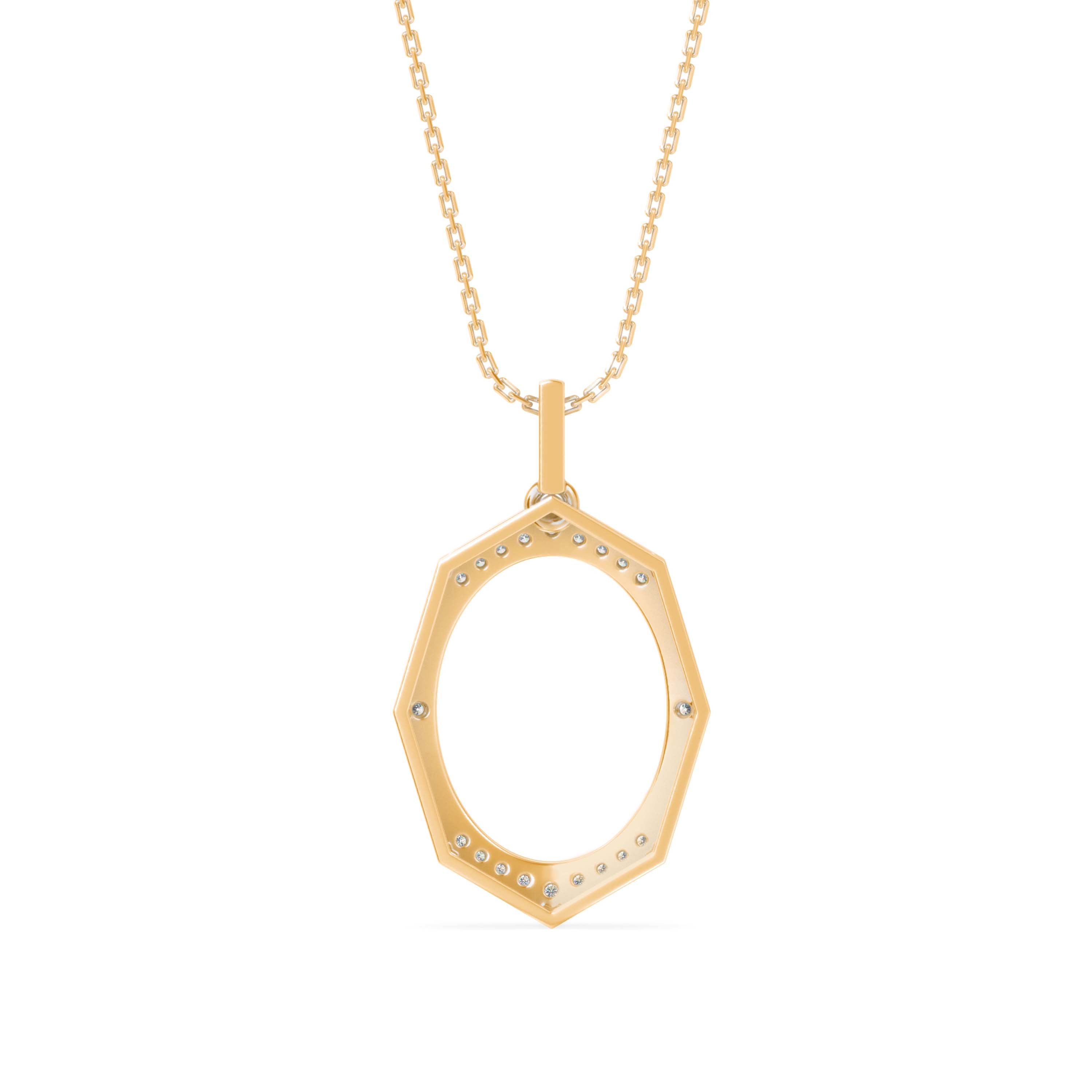 0.14Ct Octagon Style Pave Lab-Grown Diamond Gold Pendant Necklace