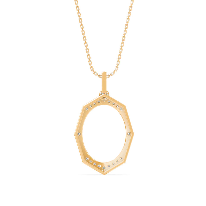 0.14Ct Octagon Style Pave Lab-Grown Diamond Gold Pendant Necklace
