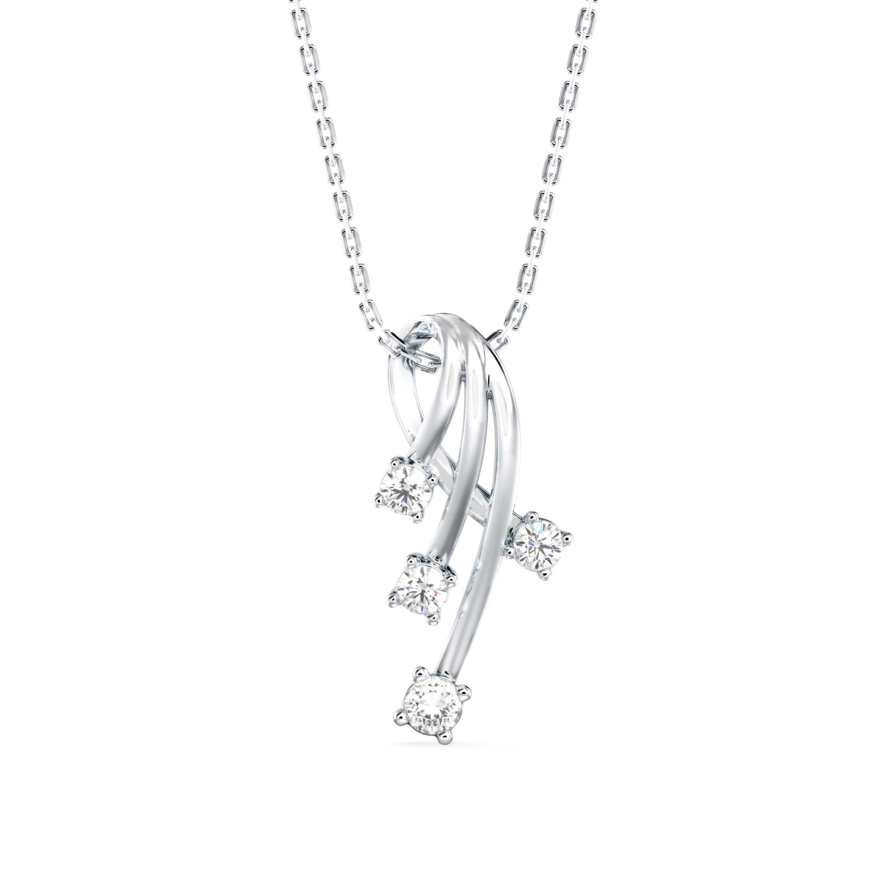 0.17Ct Twisted Designe Prong Lab-Grown Diamond Gold Pendant Necklace