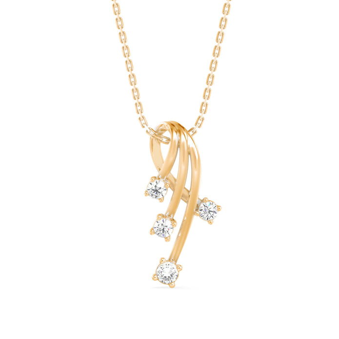 0.17Ct Twisted Designe Prong Lab-Grown Diamond Gold Pendant Necklace