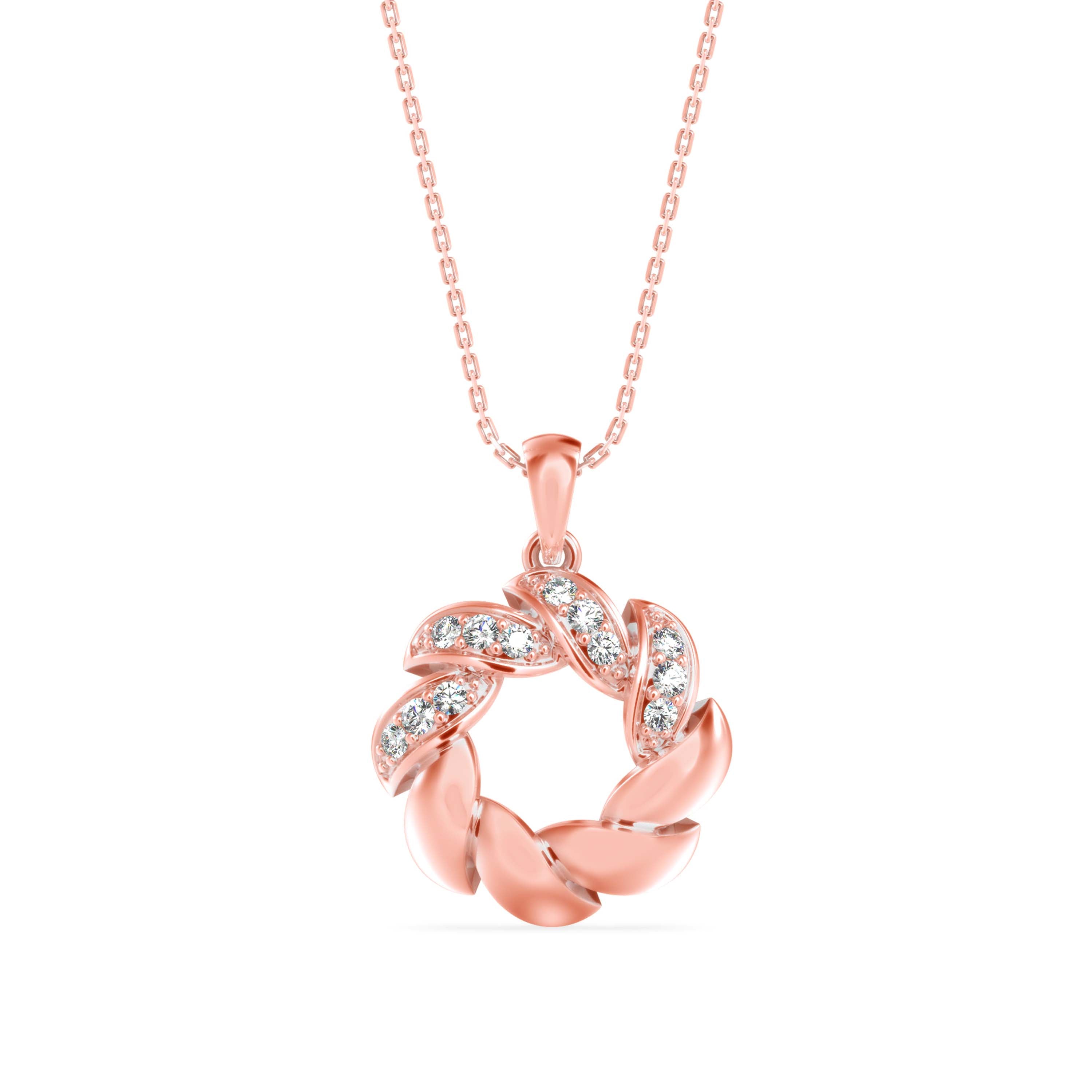 0.20Ct Swirling Circle Design Lab-Grown Diamond Gold Pendant Necklace