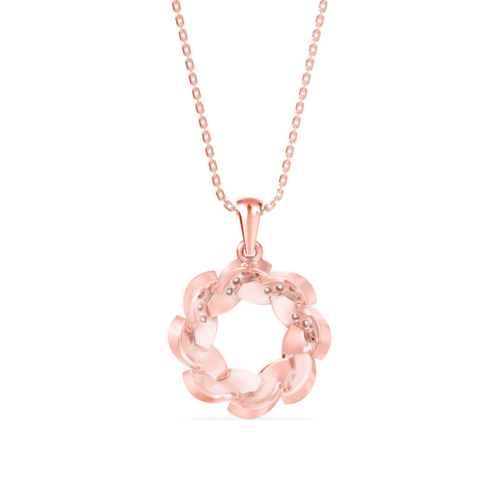 0.20Ct Swirling Circle Design Lab-Grown Diamond Gold Pendant Necklace