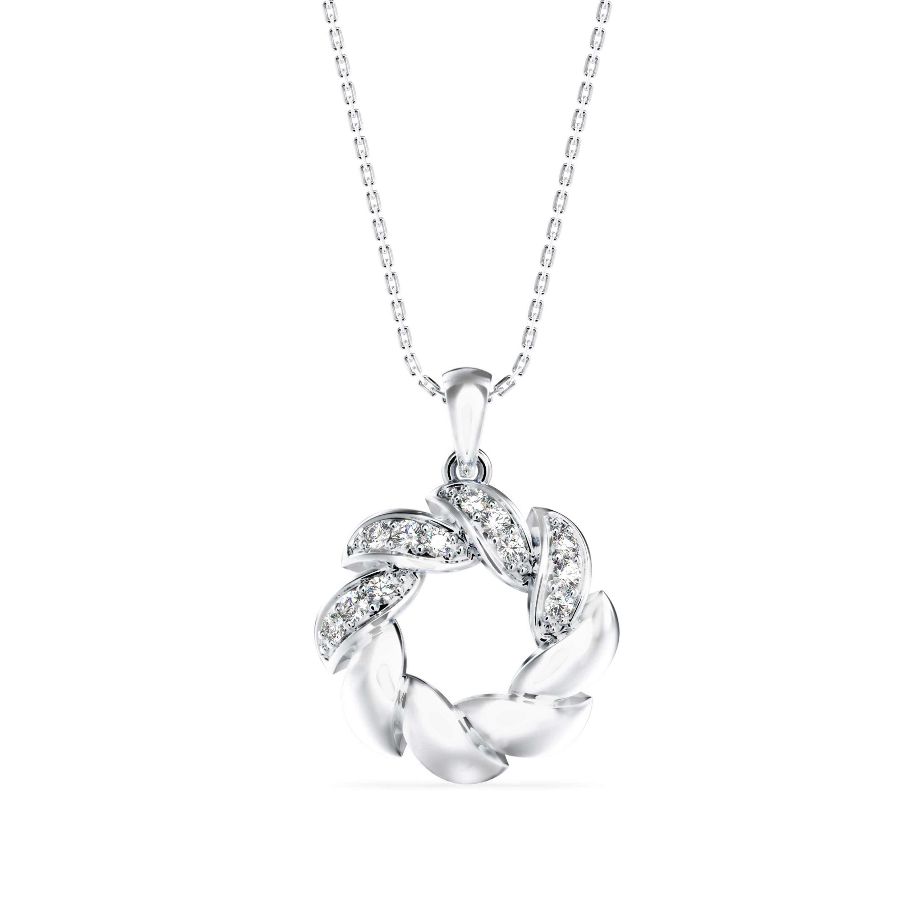 0.20Ct Swirling Circle Design Lab-Grown Diamond Gold Pendant Necklace