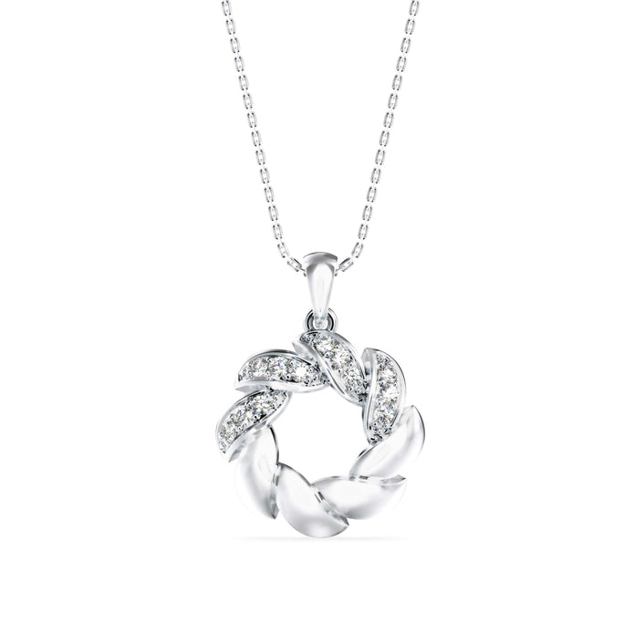 0.20Ct Swirling Circle Design Lab-Grown Diamond Gold Pendant Necklace