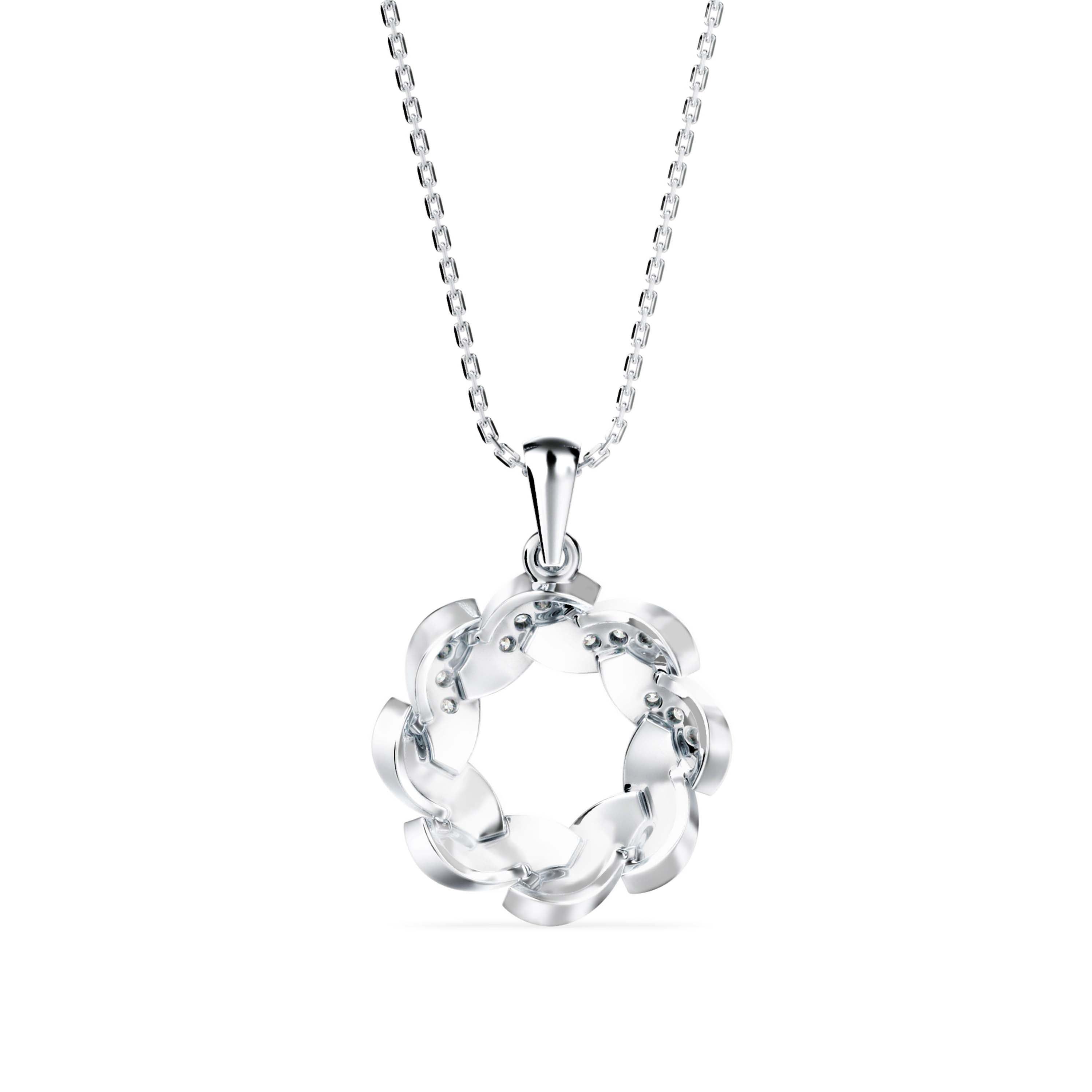 0.20Ct Swirling Circle Design Lab-Grown Diamond Gold Pendant Necklace
