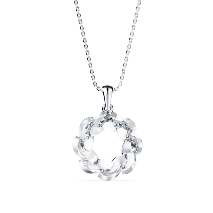 0.20Ct Swirling Circle Design Lab-Grown Diamond Gold Pendant Necklace