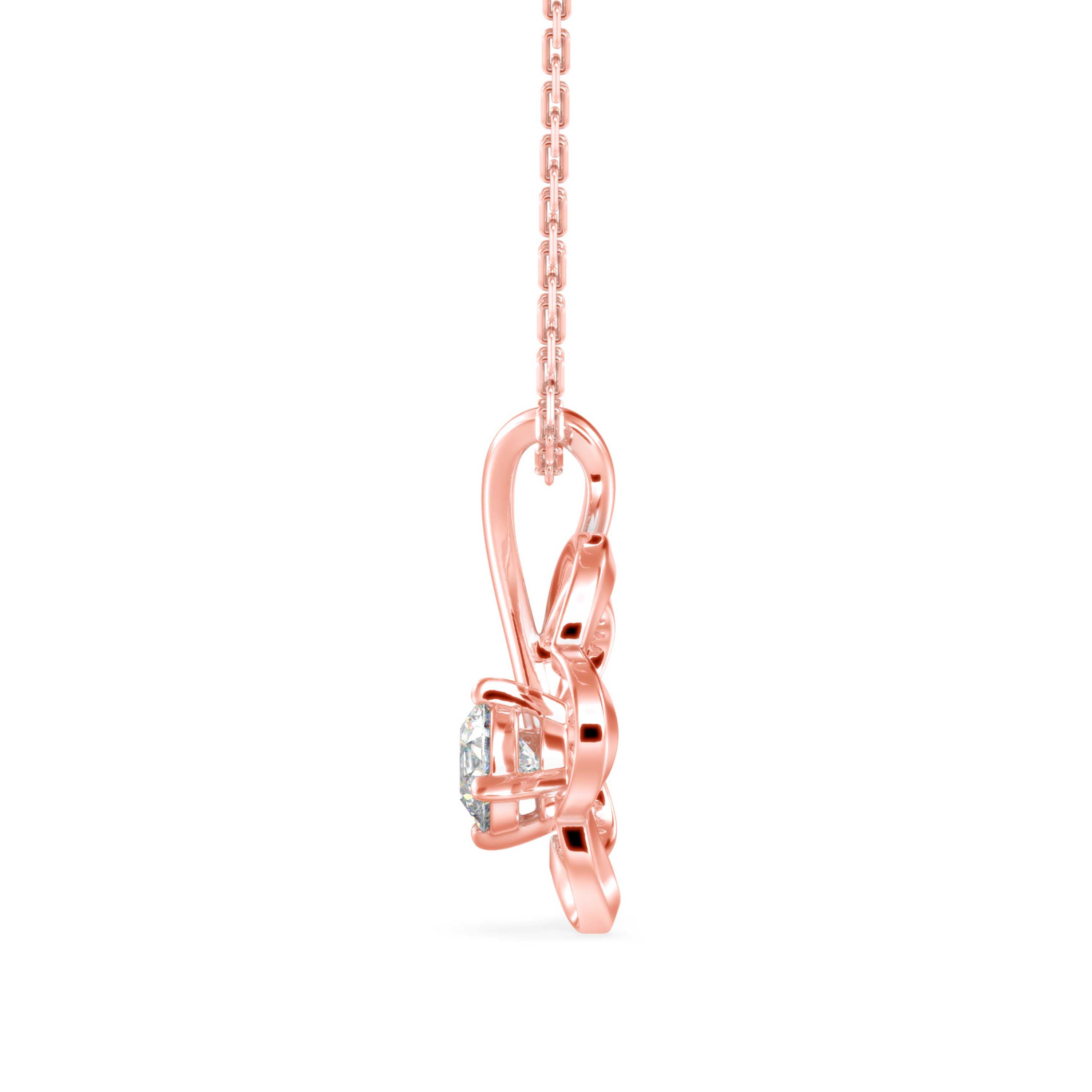 0.24Ct Wildflower Shape Solitaire Lab-Grown Diamond Gold Pendant Necklace