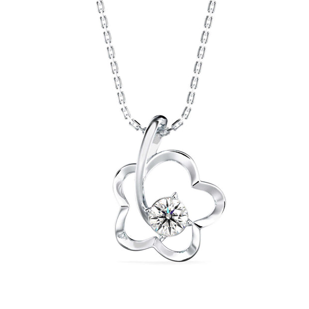 0.24Ct Wildflower Shape Solitaire Lab-Grown Diamond Gold Pendant Necklace