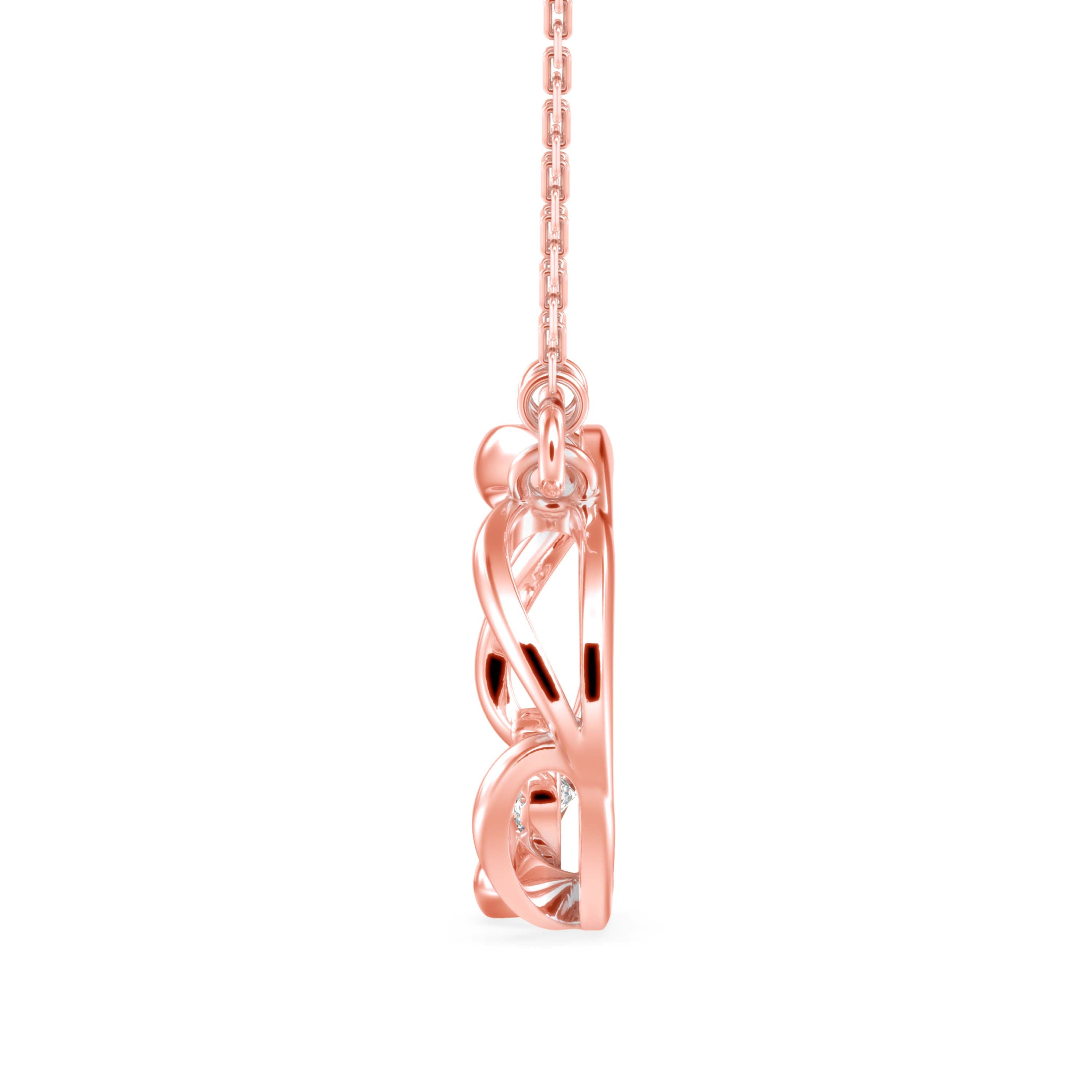 0.10Ct Twisted Circular Prong Lab-Grown Diamond Gold Pendant Necklace