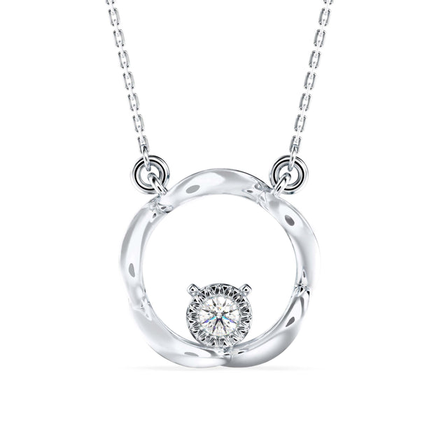 0.10Ct Twisted Circular Prong Lab-Grown Diamond Gold Pendant Necklace