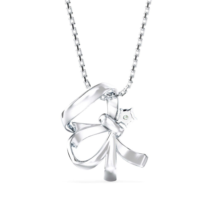 0.04Ct Ribbon Shape Lab-Grown Diamond Gold Pendant Necklace