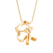 0.04Ct Ribbon Shape Lab-Grown Diamond Gold Pendant Necklace