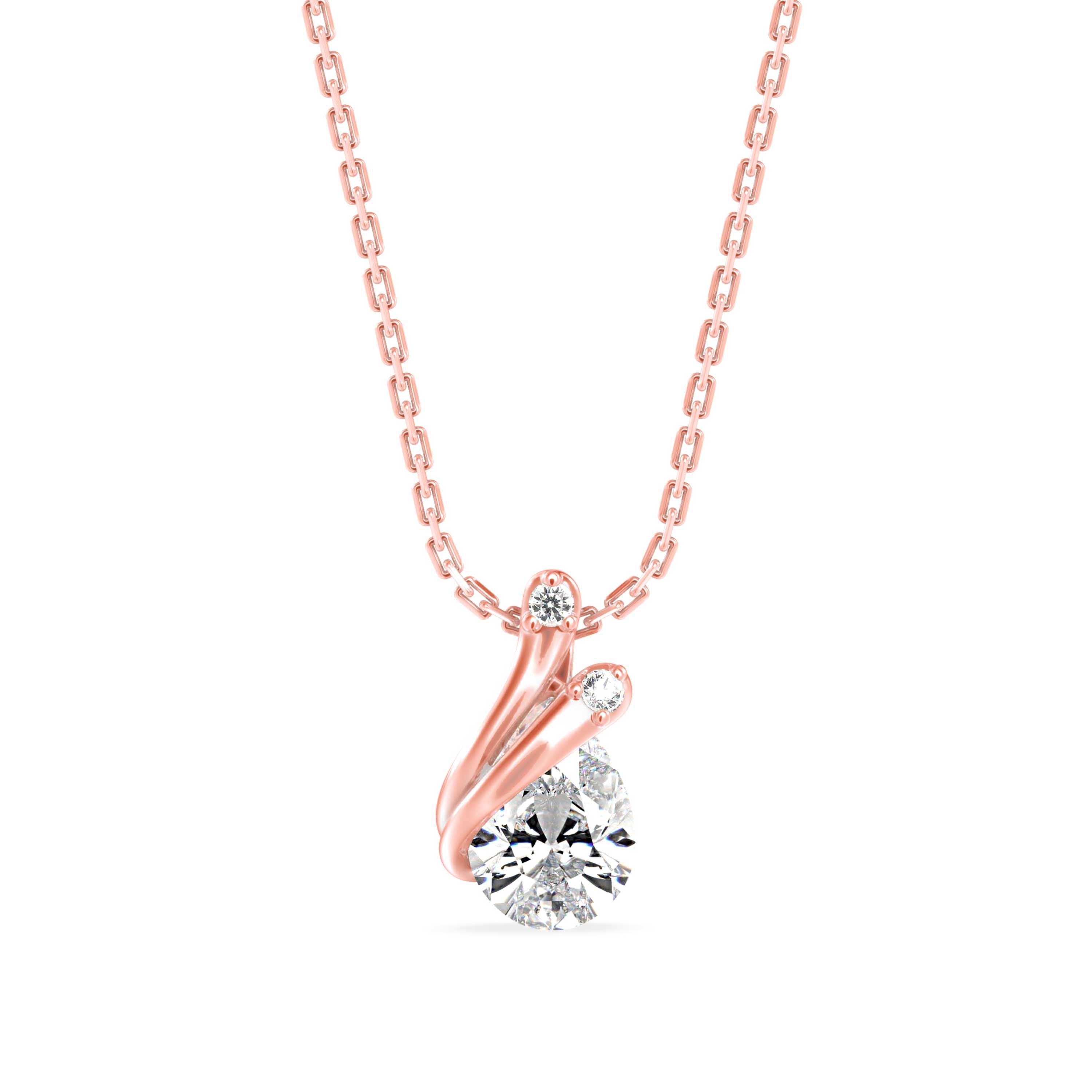 0.66Ct Swirl Pear Prong Lab-Grown Diamond Gold Pendant Necklace