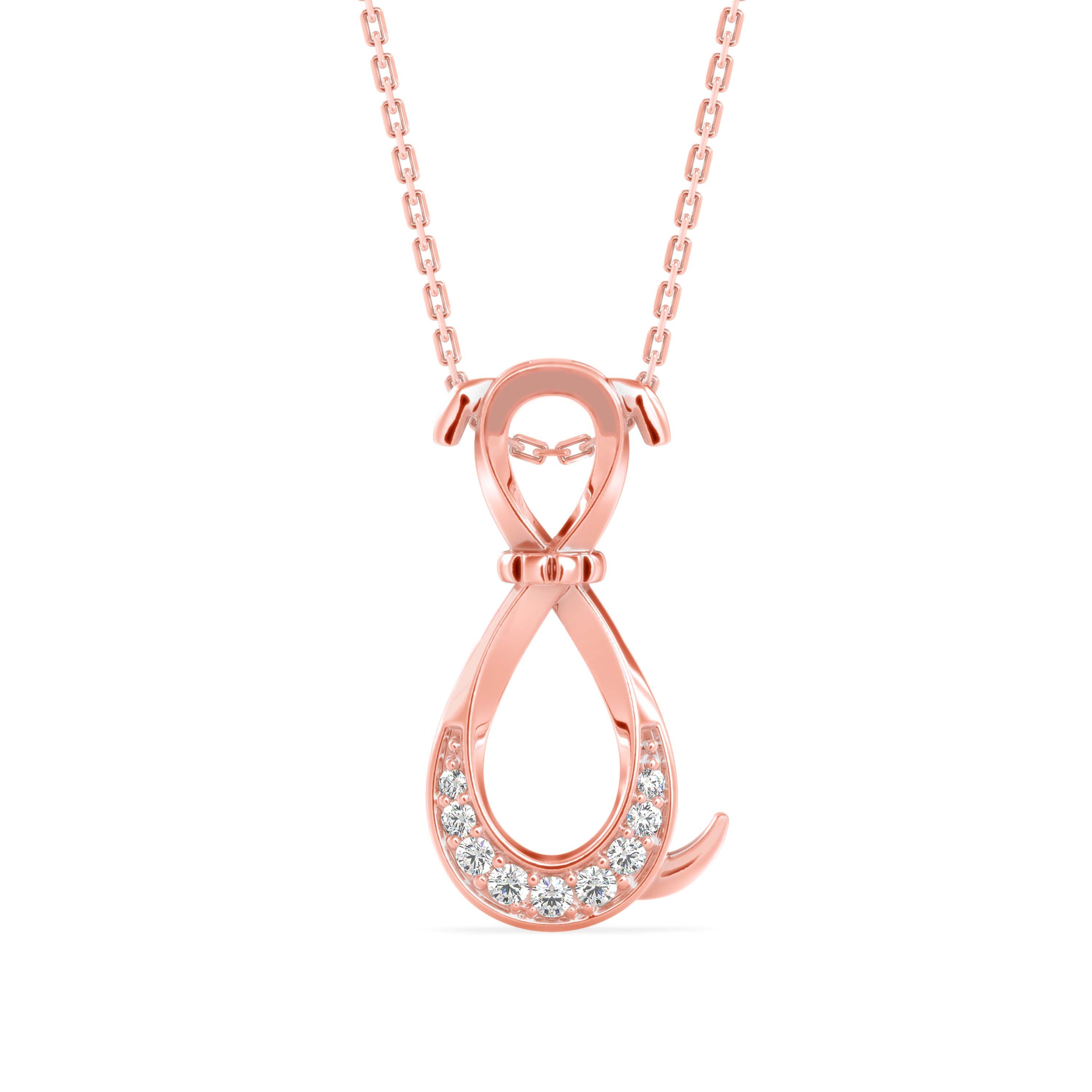 0.07Ct Puppy Style Pave Lab-Grown Diamond Gold Pendant Necklace